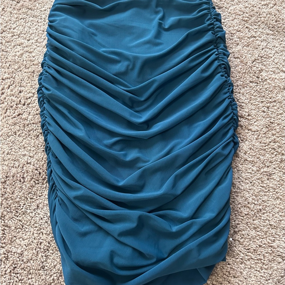Exotic Athletica Teal Ruched Shaping Skirt